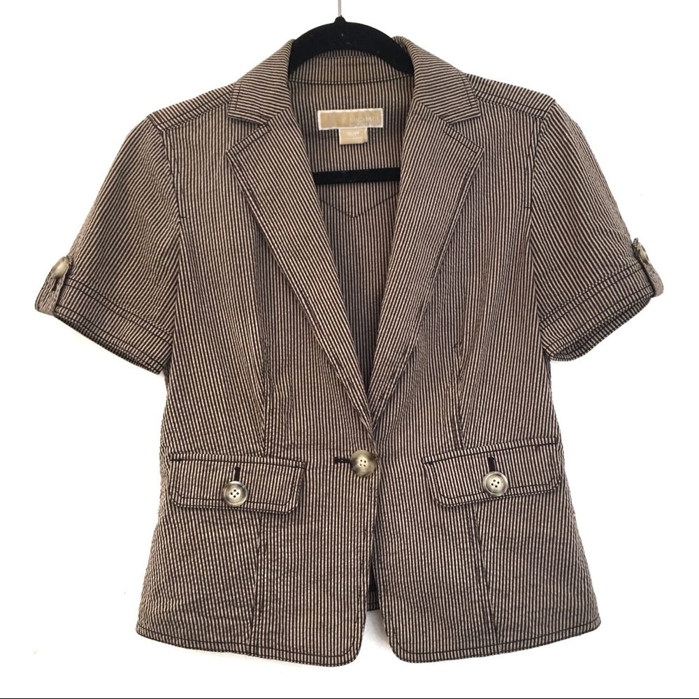 [MICHAELKORS]Cotton Striped Short Sleeve Blazer SP